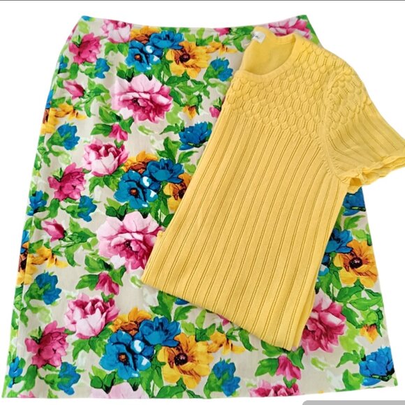 🤑$5 SALE🤑9M🌴2 items Summer Capsule Outfit  Vtg. Top&Handcrafted floral skirt - Picture 1 of 12